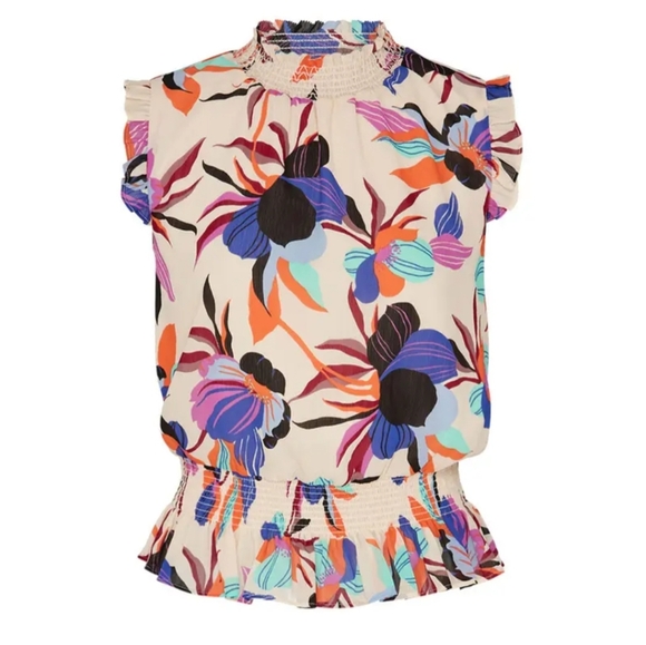 J. Crew Blouse Sleeveless Women Size 10T Floral Ruffle Collar New - Picture 3 of 9